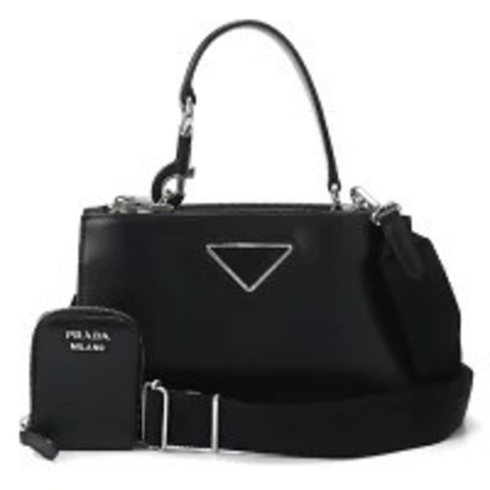 Prada black 2way handbag removable pouch adjustable strap